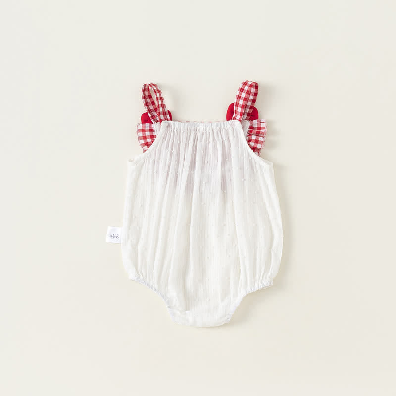 Baby Cute Bow Plaid Suspenders Bodysuit