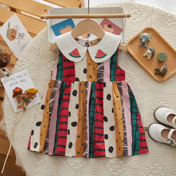 Baby Watermelon Sleeveless Color Block Dress