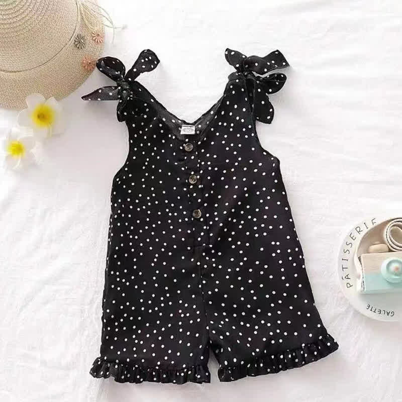 Toddler Dots Sleeveless Chiffon Bow Jumpsuit