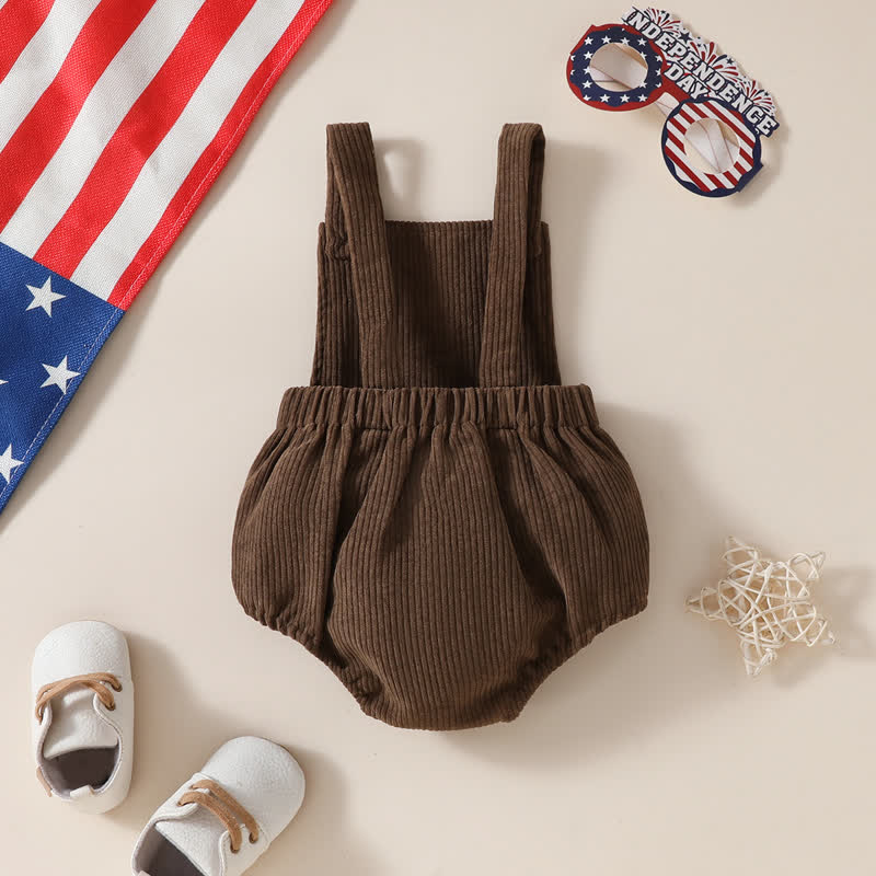 USA Baby Embroidered Corduroy Brown Overalls