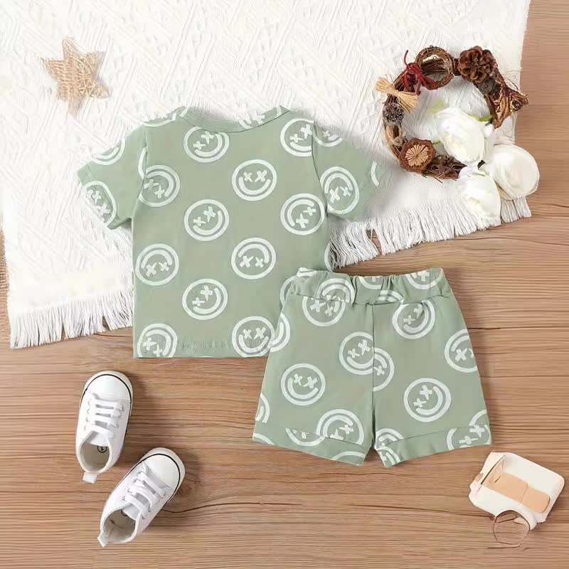 Baby 2-Piece Funny Smile Green Set