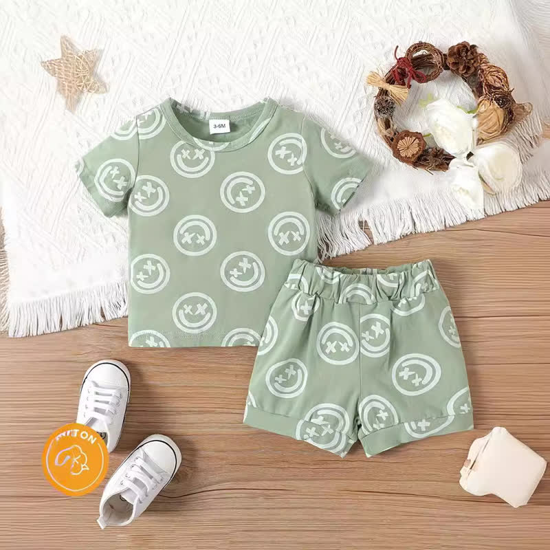 Baby 2-Piece Funny Smile Green Set