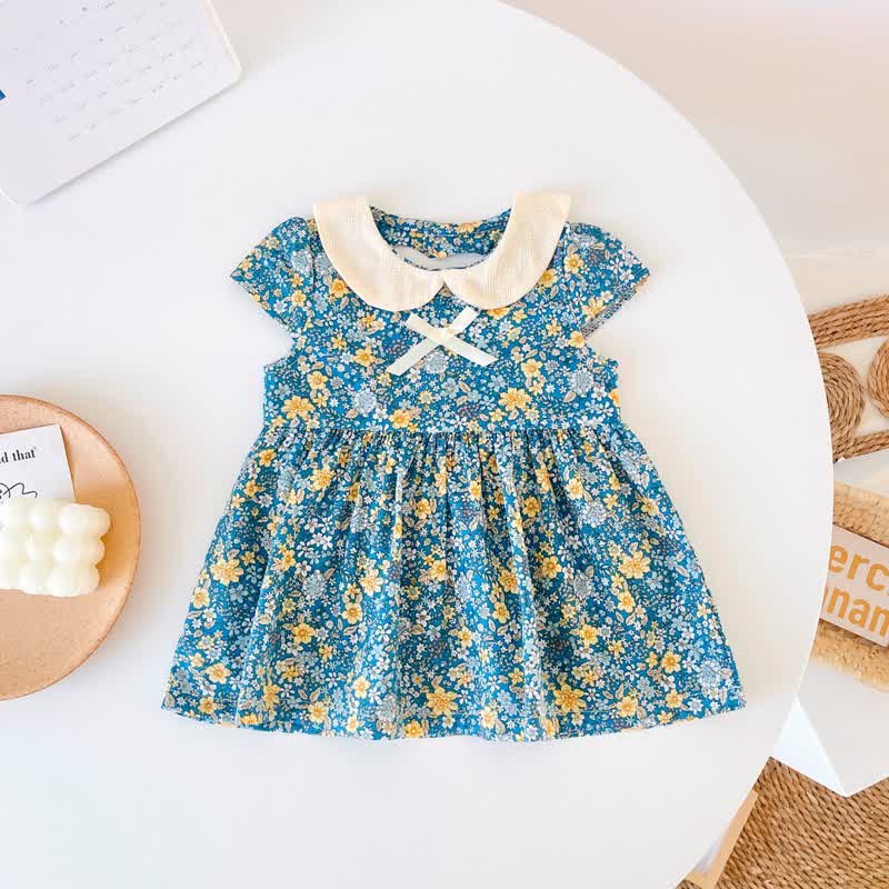 Baby Lovely Blue Flower Backless Dress