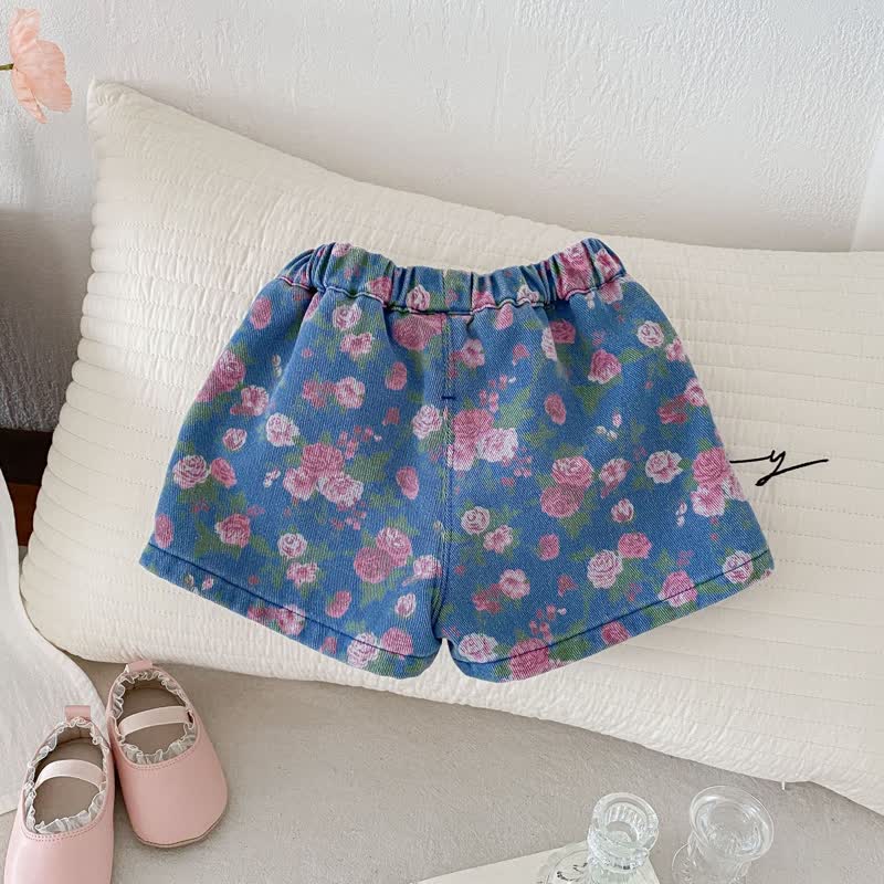 Baby Toddler Girl Flower Denim Shorts