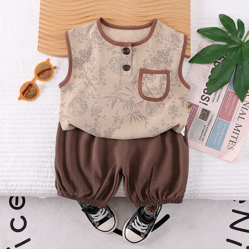 Baby Boy 2-Piece Leaves Brown Set