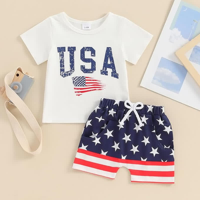 USA Baby 2-Piece American Flag Design Set