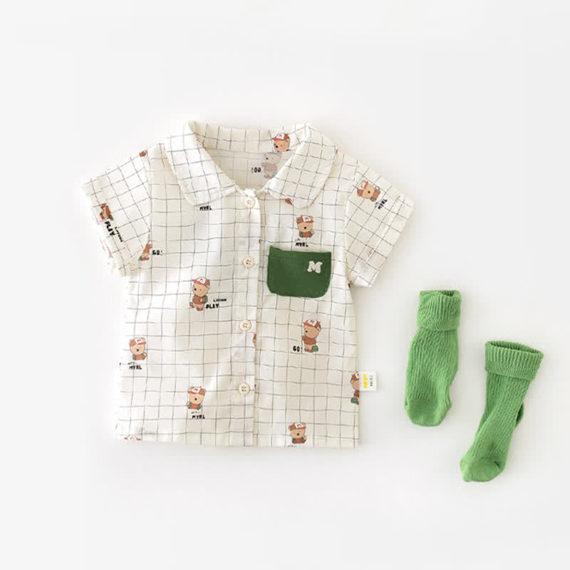 GO! PLAY Baby Bear Plaid Beige Shirt