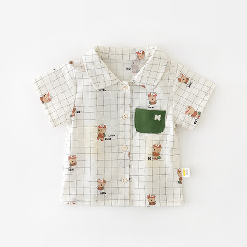 GO! PLAY Baby Bear Plaid Beige Shirt