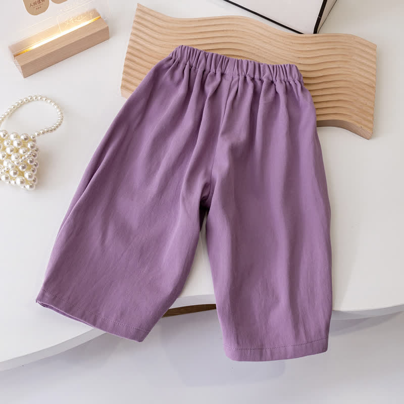 Toddler 3D Flower Purple Loose Pants