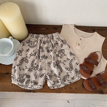 Toddler Loose Khaki Leaves Shorts