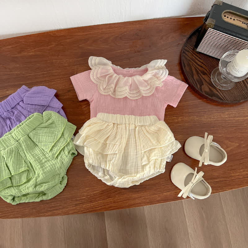 Baby Layered Skirted Solid Color Shorts