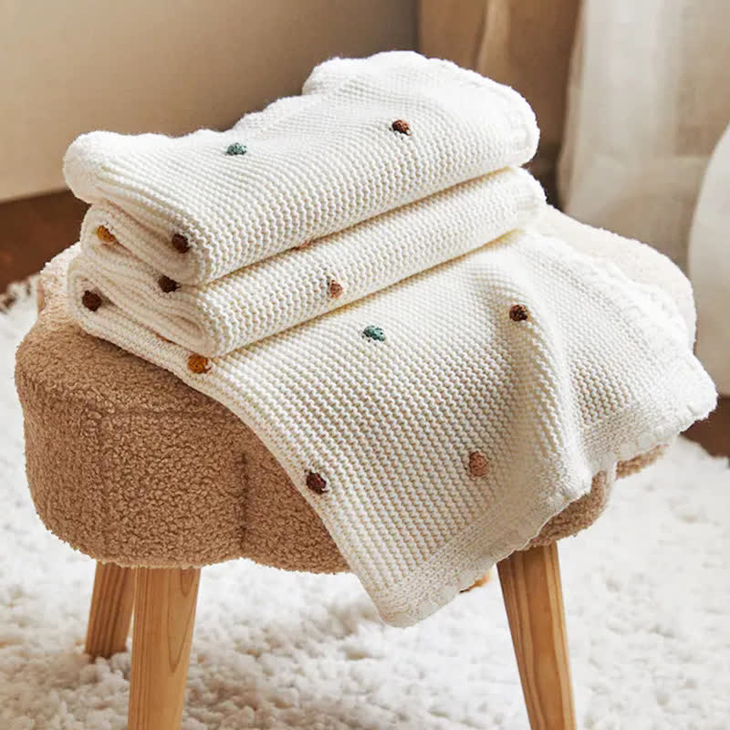 Baby Knitted Multicolor Dots Blanket