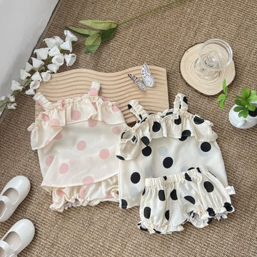 Baby 2-Piece Dots Suspenders Cute Set