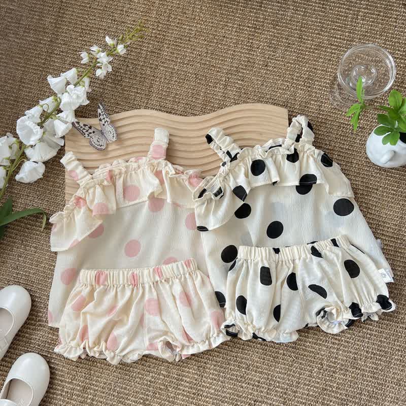 Baby 2-Piece Dots Suspenders Cute Set