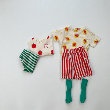 Toddler 2-Piece Apple Sunflower Striped Set