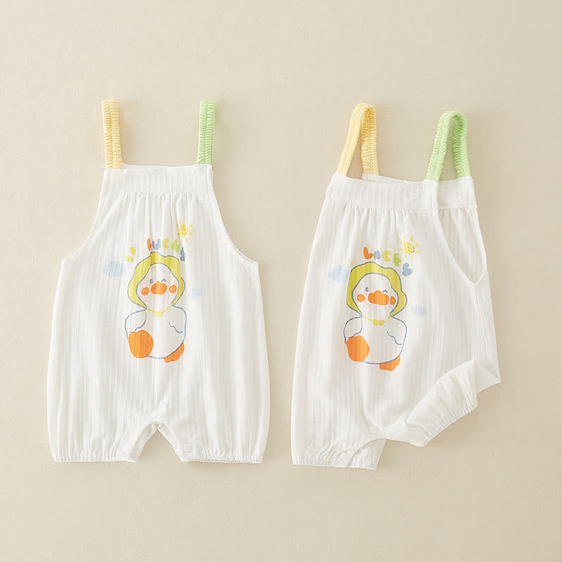 LUCKY Baby Lovely Duck Suspenders Romper