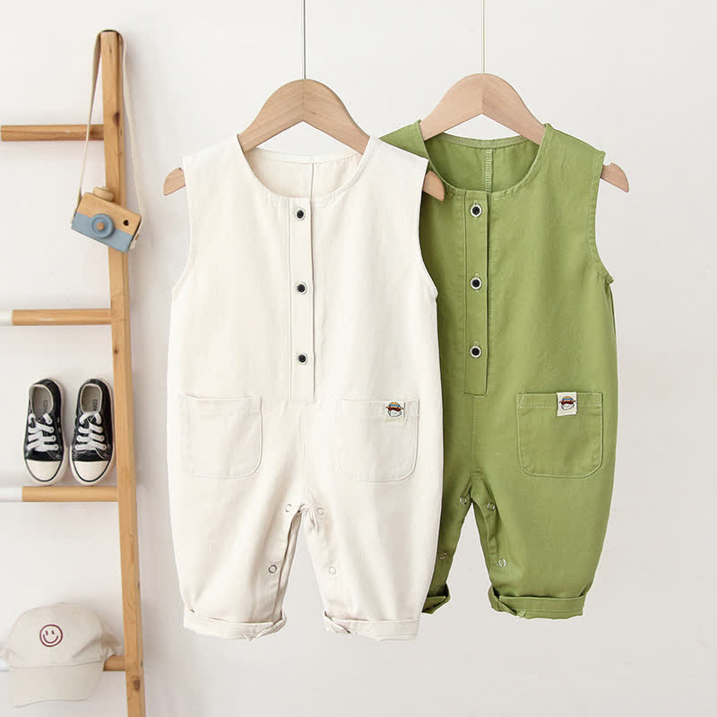 Baby Solid Color Pocket Cute Overalls