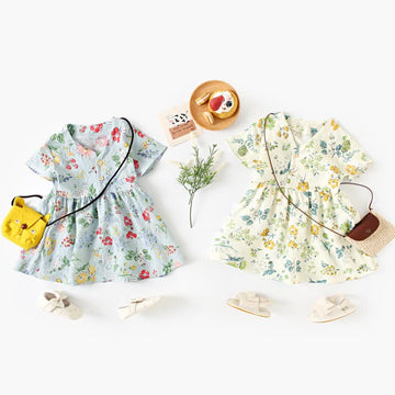 Baby Toddler Sweet Button Flower Dress