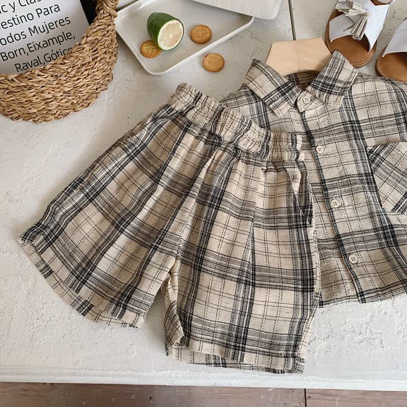 Toddler Khaki Plaid Casual Shorts