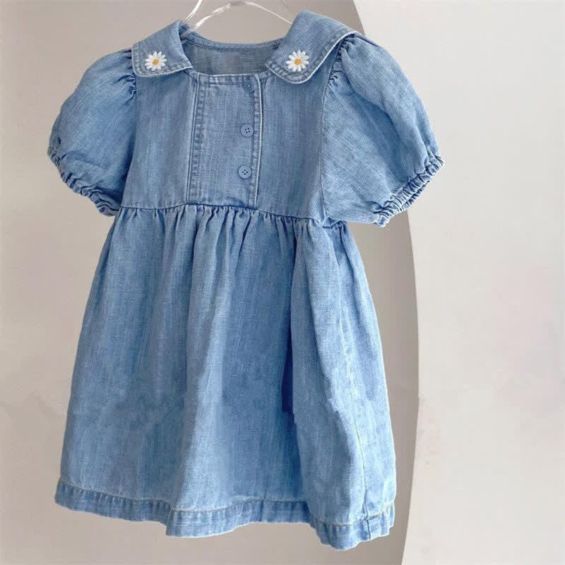 Toddler Embroidered Daisy Denim Dress