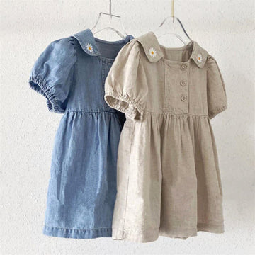 Toddler Embroidered Daisy Denim Dress