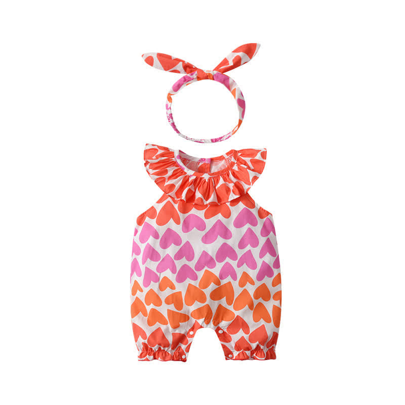 Baby Orange Heart Romper with Headband