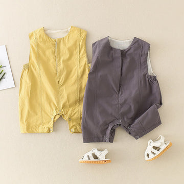 Baby Solid Color Casual Worker Romper