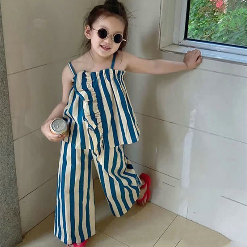 Toddler 2-Piece Blue Vertical Striped Set