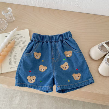 Baby Toddler Bear Patch Denim Shorts