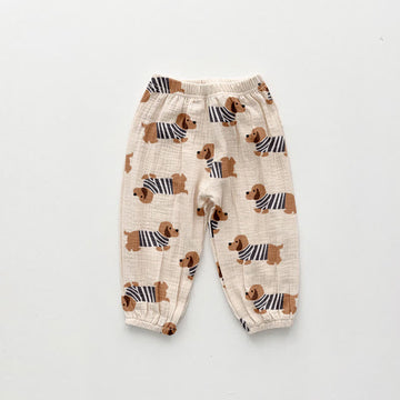 Baby Allover Striped Dog Beige Pants