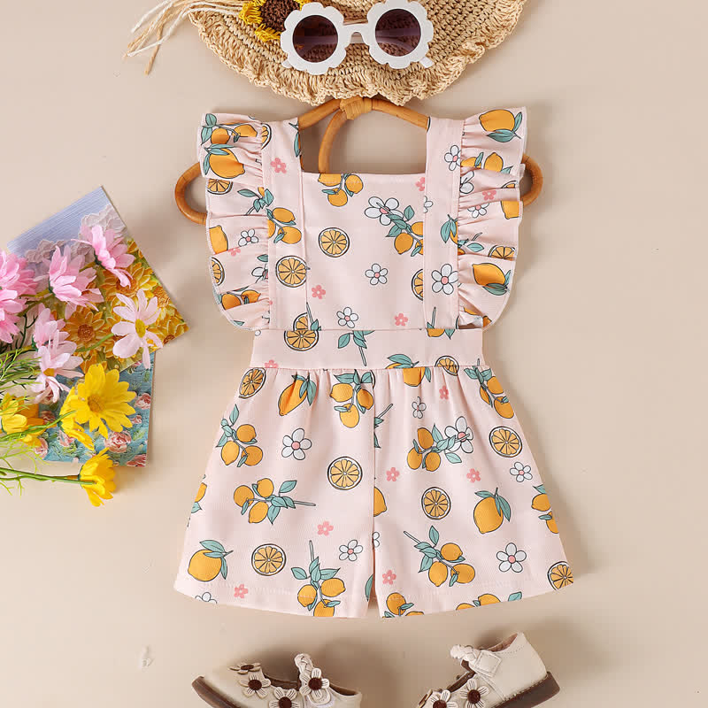 Toddler Girl Flower Ruffled Sweet Jumpsuit