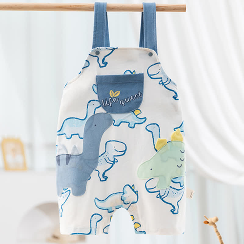 LIFE QUEST Baby Blue Dinosaur Overalls