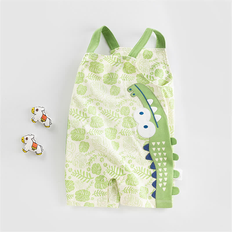 Baby Cartoon Crocodile Leaves Green Overalls