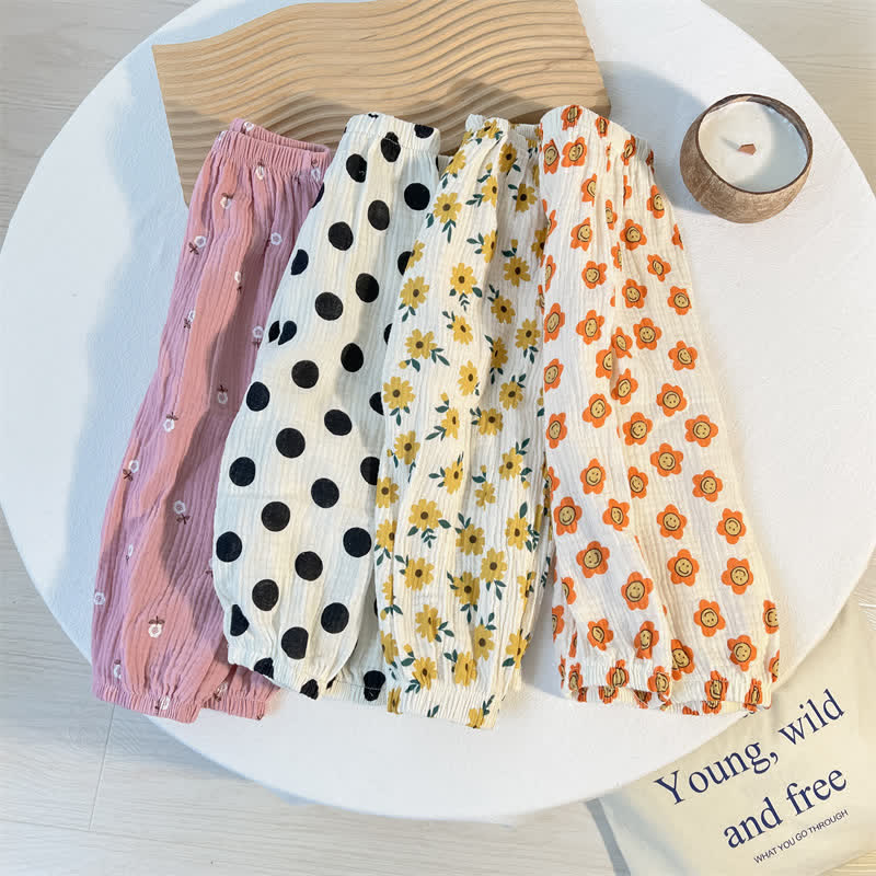 Toddler Dots Smile Flower Jogger Pants