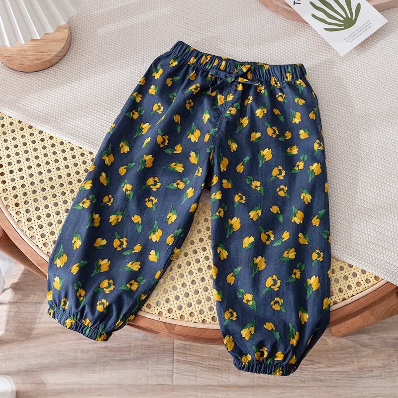 Toddler Dark Blue Flower Jogger Pants