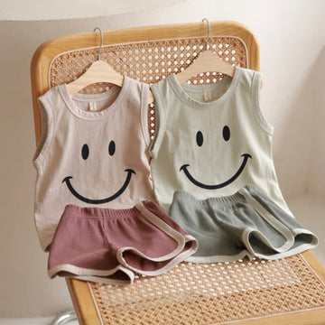 Baby 2-Piece Smile Sweatsuit Sleeveless Set