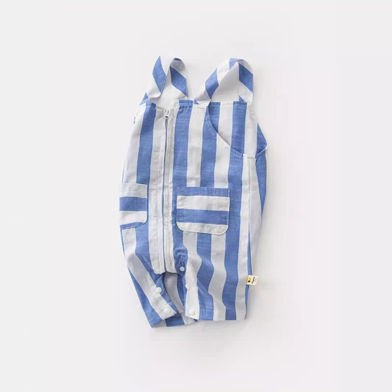 Baby Blue Striped Zip Lovely Overalls