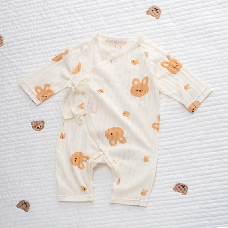 Baby Acorn Bunny Bear Kimono Romper