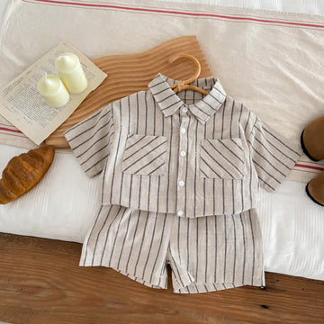 Toddler 2-Piece Vertical Striped Polo Set