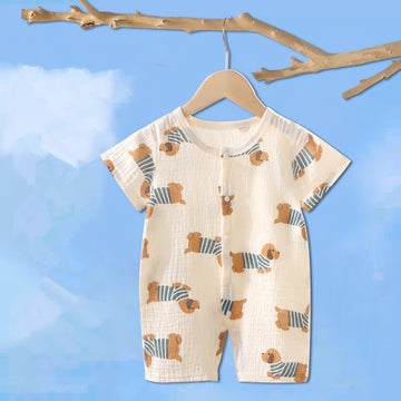 Baby Striped Dog Apricot Soft Romper