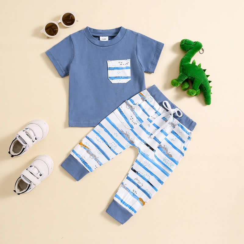 Baby Boy 2-Piece Striped Dinosaur Set