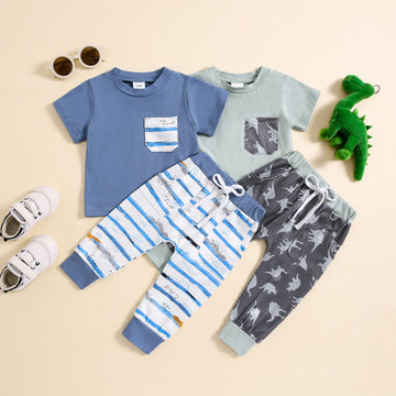 Baby Boy 2-Piece Striped Dinosaur Set