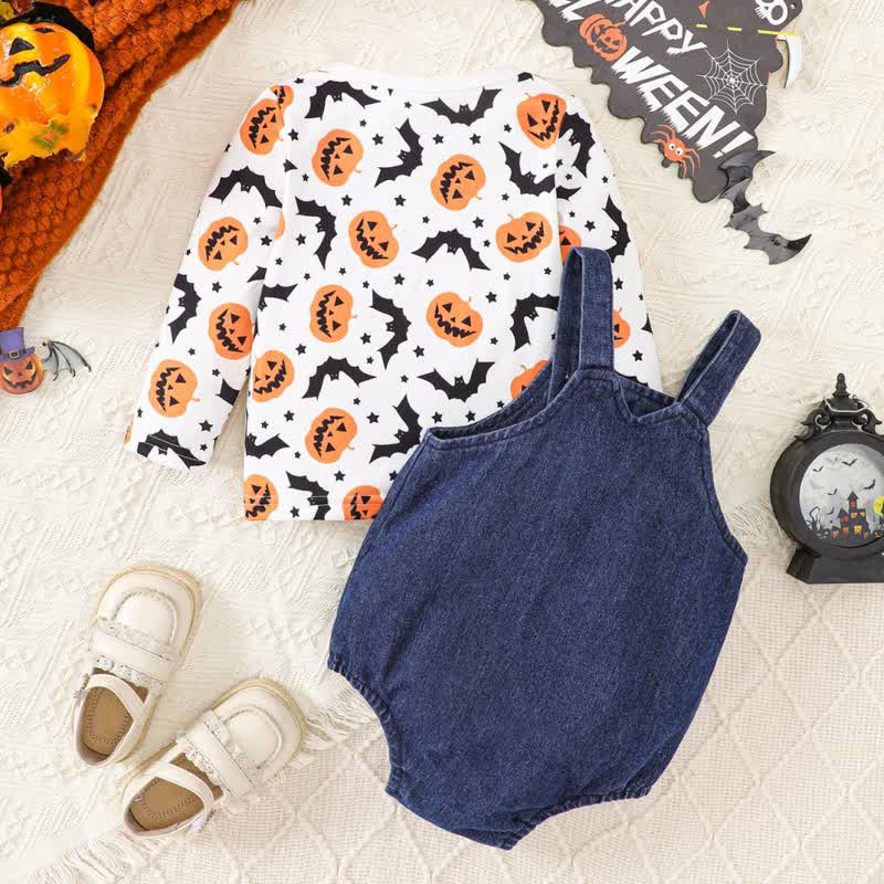 Baby 2-Piece Pumpkin Bat Denim Set