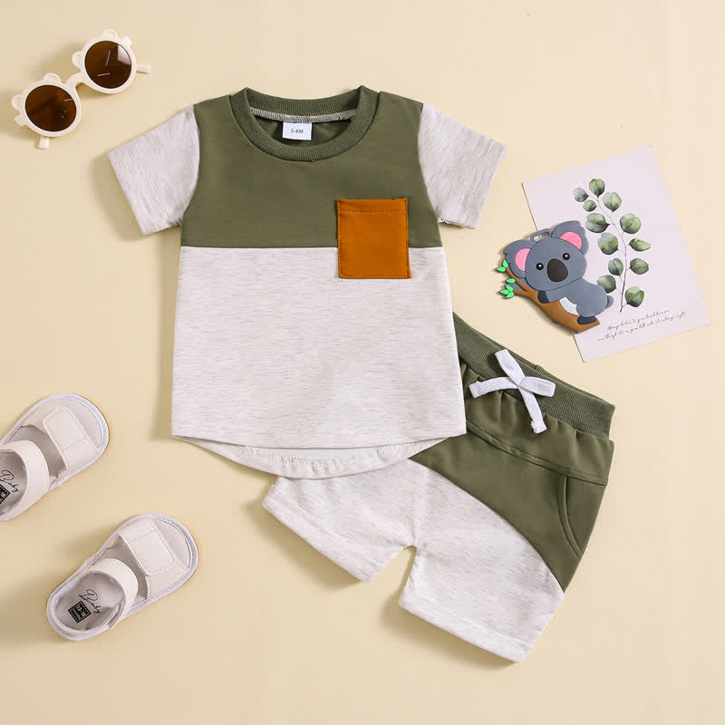 Baby Boy 2-Piece Splicing Pocket Set