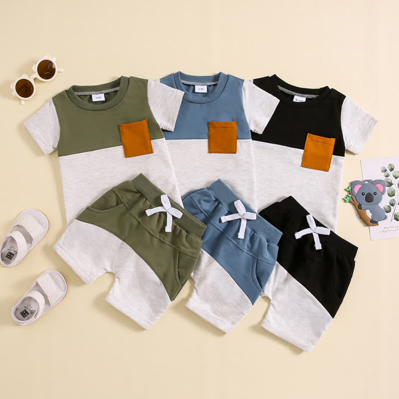 Baby Boy 2-Piece Splicing Pocket Set