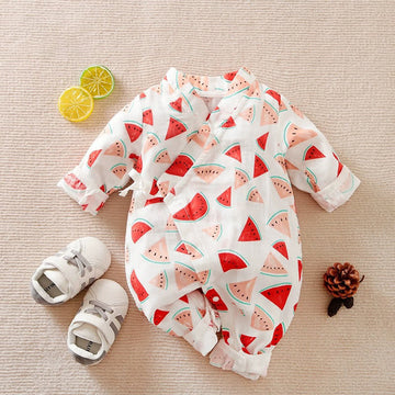 Baby Watermelon White Kimono Romper