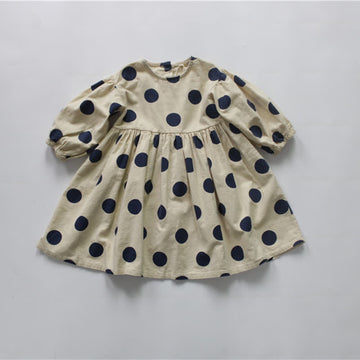 Toddler Dots Loose Casual Beige Dress