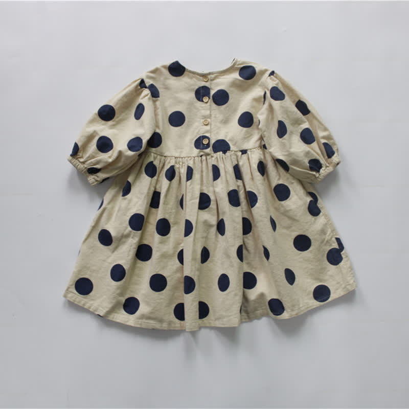 Toddler Dots Loose Casual Beige Dress