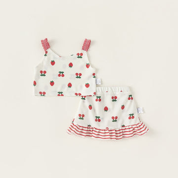 Toddler Girl 2-Piece Fruit Suspenders Swimwear