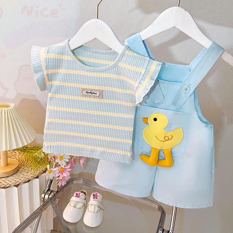 Toddler Girl 2-Piece Duck Striped Blue Set